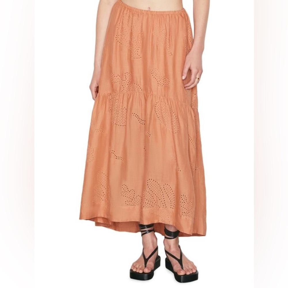 FRAME Eyelet Linen Maxi Skirt- Terracotta